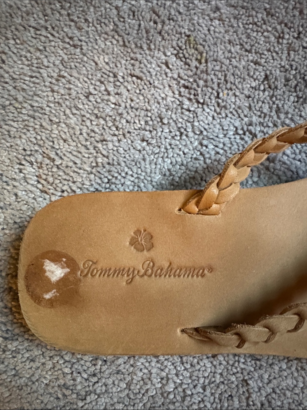 Tommy Bahama Braided Tan Leather Thong Sandals - Picture 3 of 5